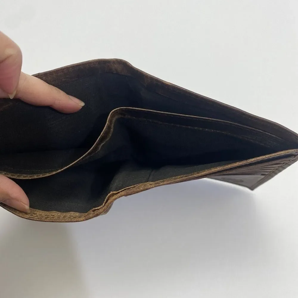 F&L Classic‎ Brown Genuine Leather Bifold Wallet RFID Safe Vintage